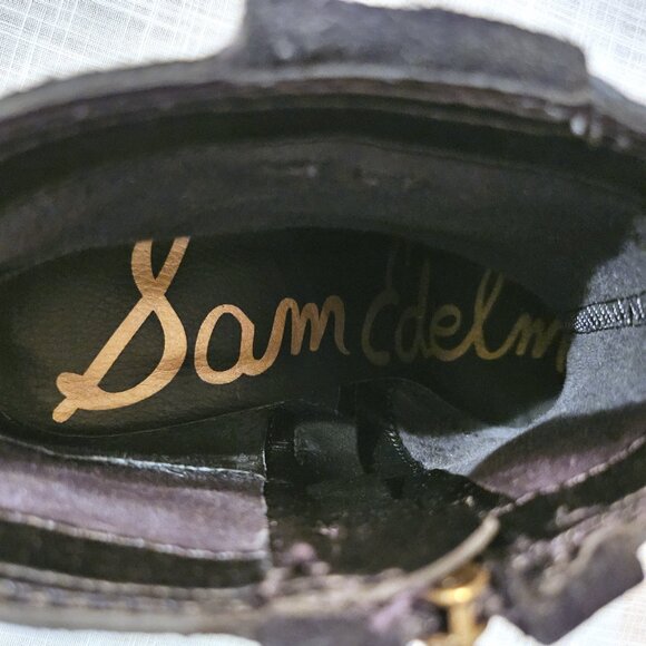 SAM EDELMAN Black Leather Suede Laredo Booties Size 7.5 - Picture 6 of 7